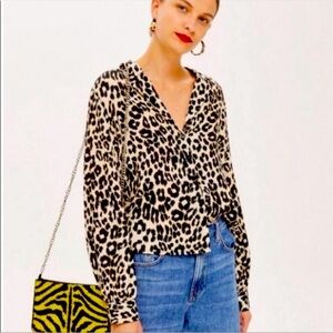 🐆 TOPSHOP | Leopard print blouse (size US 0)